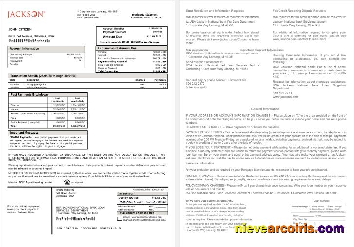 USA Jackson National bank mortgage statement